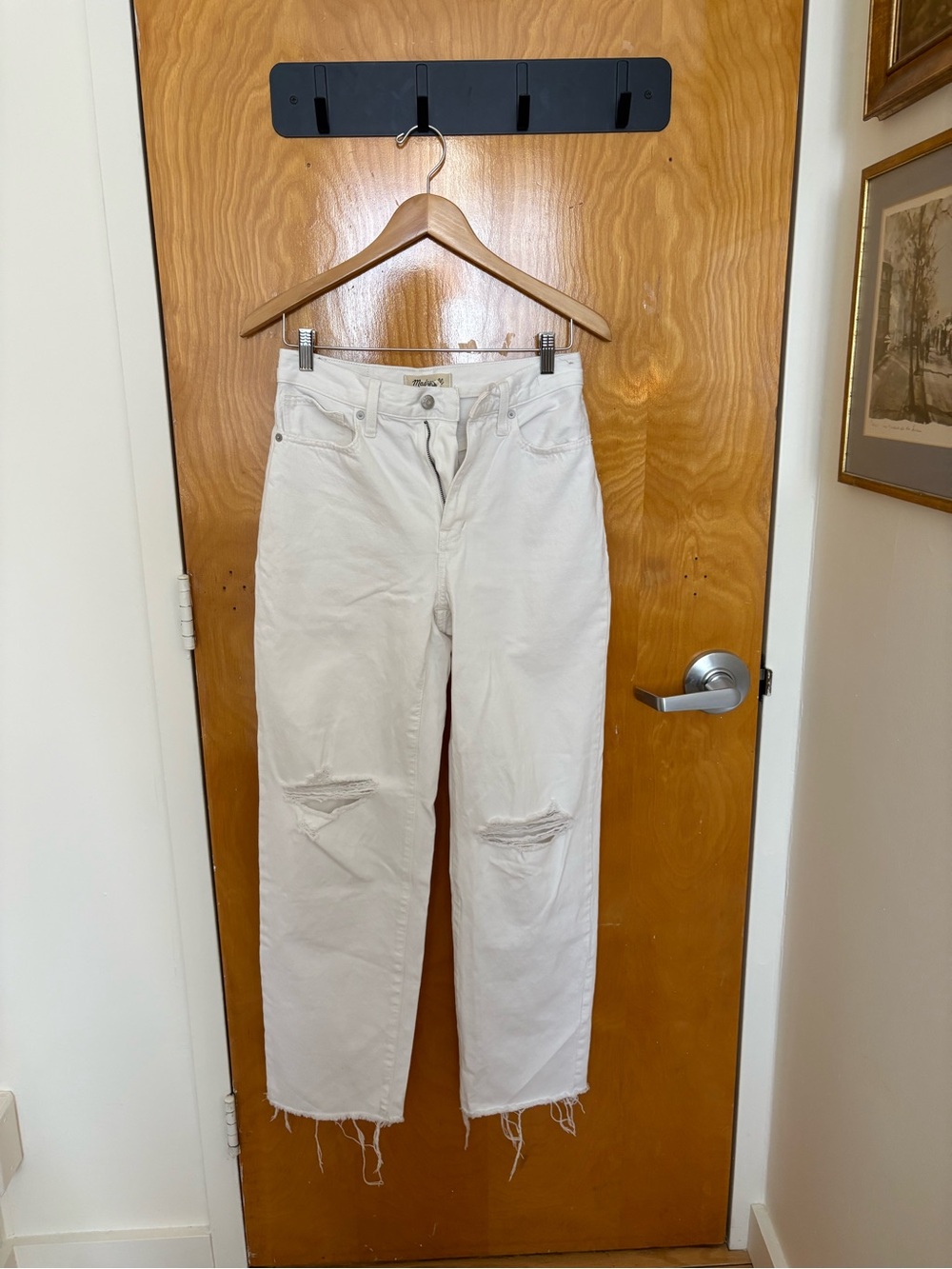 Madewell white baggy straight jeans